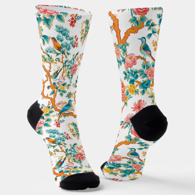 Chaussette Motifs d'inspiration asiatique, Fleurs colorées oi (Angulaire)