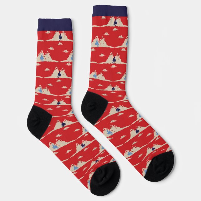 Chaussette Motoneiges rouges, blanches et bleues (Droite)