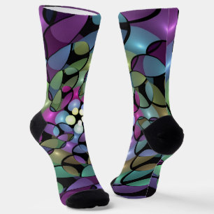 Chaussette Mouvements colorés Abstrait Trippy Fractal Art