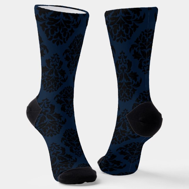Chaussette Moyen bleu profond Damas 2 (Angulaire)