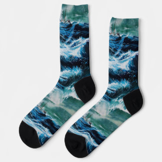 Chaussette Navire en mer dans la tempête / Ancre et corde 