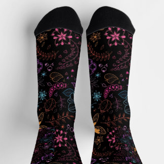 Chaussette Neon Floral Butterfly Crew Socks