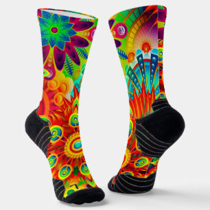 Chaussette Neon Psychedelic Abstrait Cool mignon Fractal
