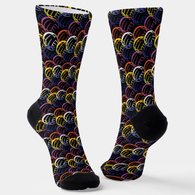 Chaussette Neon Volleyballs sur Noir (Angulaire)