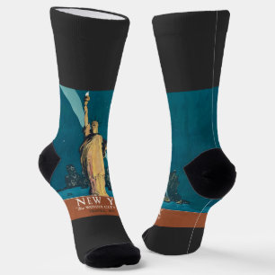 Chaussette New York City Vintage voyage Liberty Skyline