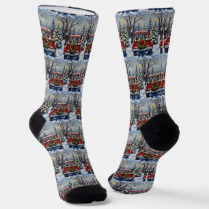 Chaussette Noël Blue Heeler Camion Rouge Fêtes