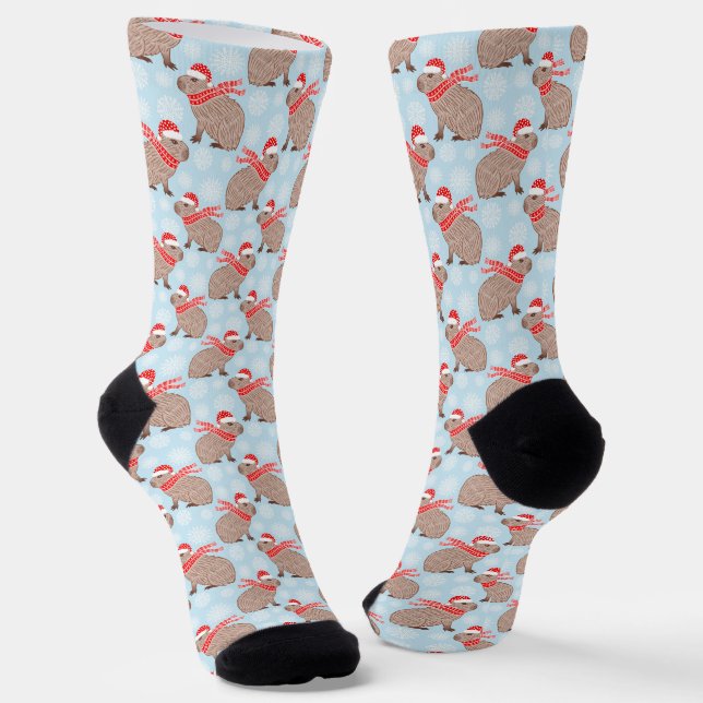 Chaussette Noël Capybara Funny Chaussettes Animales de Vacanc (Angulaire)
