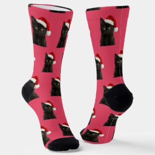 Chaussette Noël Chat Chaton Noir Personnalisé