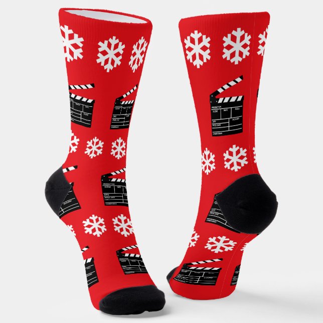 Chaussette Noël Clapperboards et Snowflakes Fun Movie (Angulaire)
