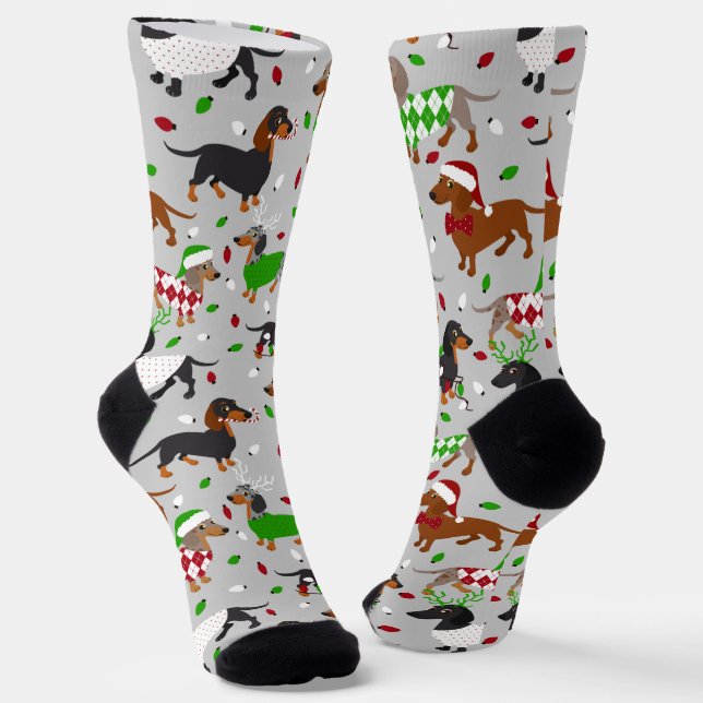 Chaussette Noël Dachshund Tous les manteaux (Angulaire)