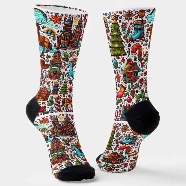 Chaussette Noël des Motifs occidentaux colorés (Angulaire)