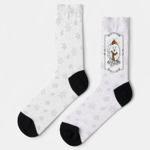 Chaussette Noël d'hiver Poméranie (blanc) Chien mignonne neig