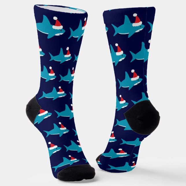 Chaussette Noël du Père Noël du requin bleu (Angulaire)