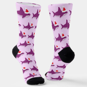 Chaussette Noël du Père Noël du requin pourpre