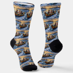 Chaussette Noël en bateau avec un Malinois belge