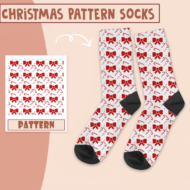 Chaussette Noël Fête Noël Bonbons Rouge Motif (Créateur téléchargé)