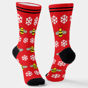 Chaussette Noël Miel abeilles et flocons de neige mignonne fê
