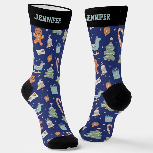Chaussette Noël Motif Noël Noël Noël Joyeux Fêtes (Angulaire)