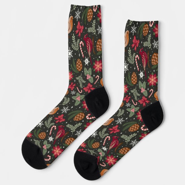 Chaussette Noël naturel Ditsy (Gauche)
