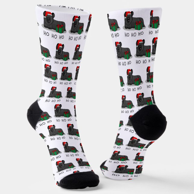 Chaussette Noël Père Noël Casquette Skye Terrier (noir) (Angulaire)