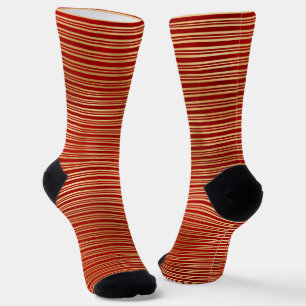 Chaussette Noël rouge or mignon sucre de canne rayures motif
