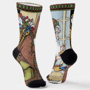 Chaussette Noël vintage, jouets du Père Noël sabots chaussure
