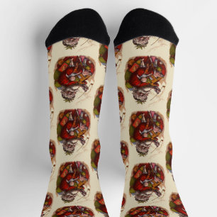 Chaussette Noël vintage, jouets en pipe de Père Noël victorie