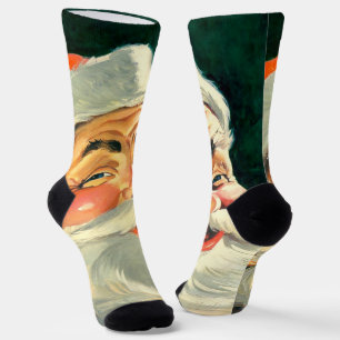 Chaussette Noël vintage, joyeux Père Noël rétro des années 50