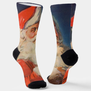 Chaussette Noël vintage, Père Noël Liste des enfants sages ou