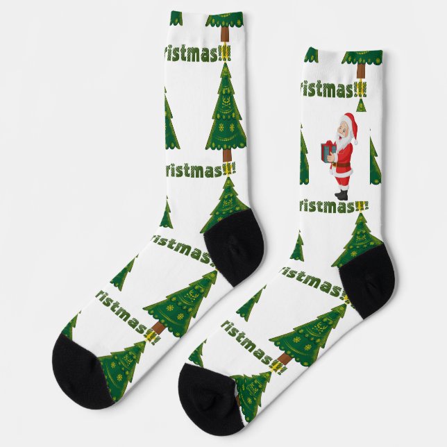 Chaussette Noël Voeux Père Noël Cadeau Premium Crew Super (Gauche)