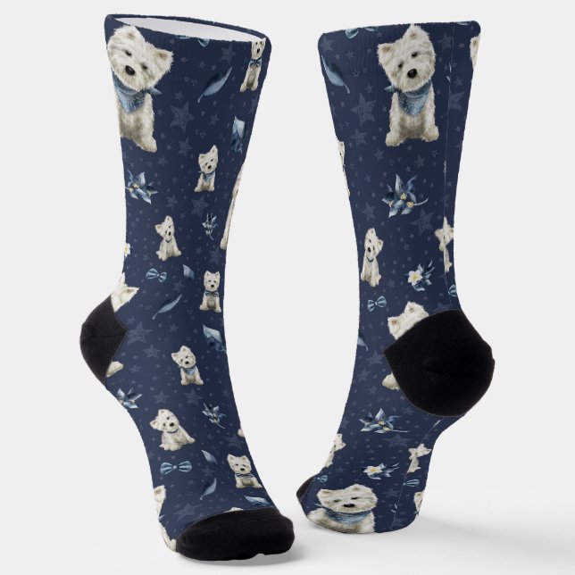 Chaussette Noël Westie blanc  (Angulaire)