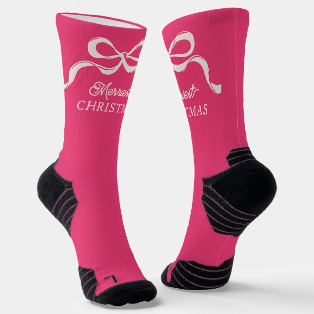Chaussette Noeuds roses modernes de Noël Fête rétro des vacan (Angulaire)