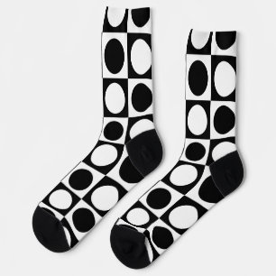 Chaussette Noir blanc À damiers Pois