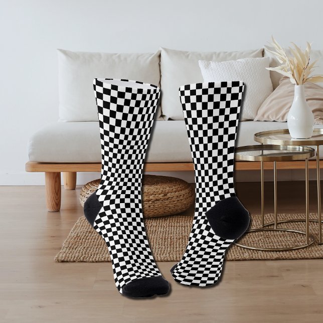 Chaussette noir et blanc - damier rétro   (Créateur téléchargé)