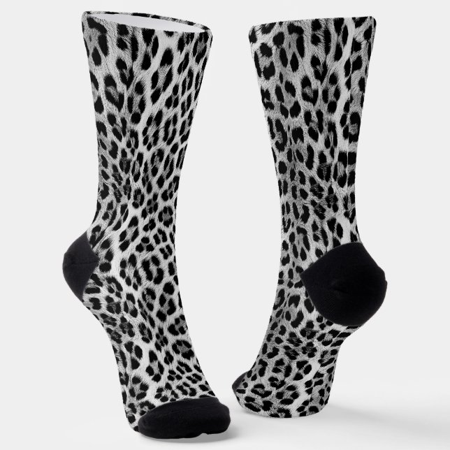 Chaussette Noir et blanc monochrome, léopard motif (Angulaire)
