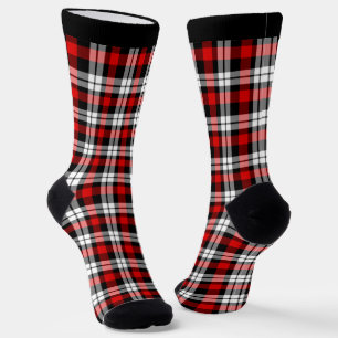 Chaussette Noir Rouge Blanc Boeuf à bison Noir Chèques Plaid