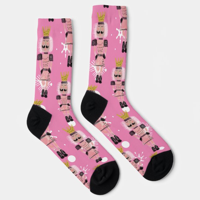 Chaussette Noisette de Noël main tiré Soldat rose (Droite)