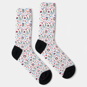 Chaussette Nom, 250 Ans Vélos Fleurs Étoiles Ballons