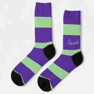 Chaussette Nom de la bande violet et verte
