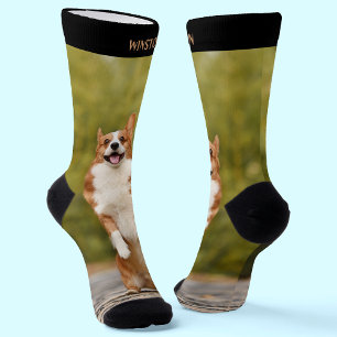 Chaussette Nom personnalisé amusant et photo de l'animal de c