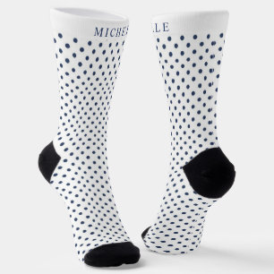 Chaussette Nom personnalisé Arrière-plan blanc Marine bleu Po