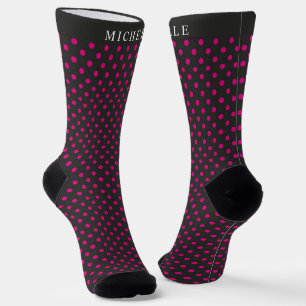 Chaussette Nom personnalisé Arrière - plan noir Pointe rose