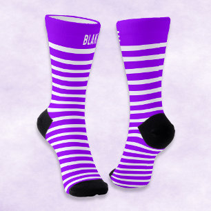 Chaussette Nom personnalisé Bandes Néon Violet Vêtements de r