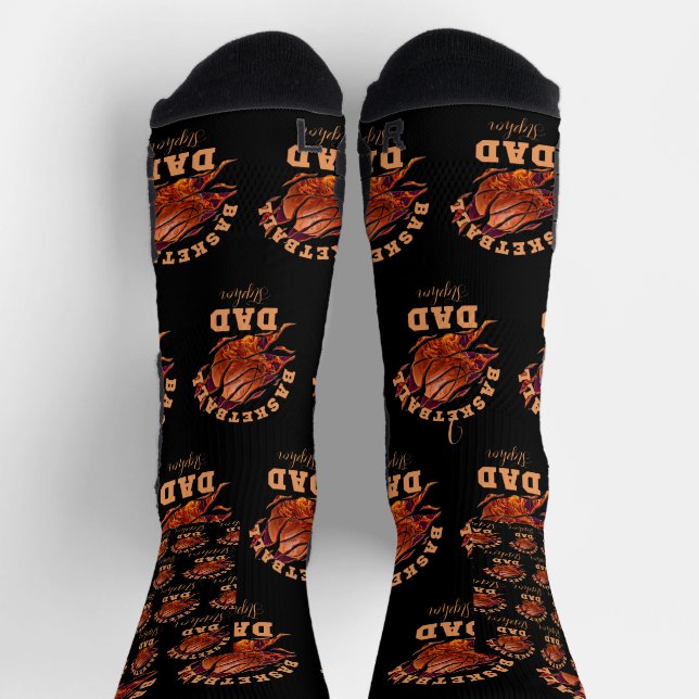 Chaussette Nom personnalisé basketball papa fête des pères (Haut)