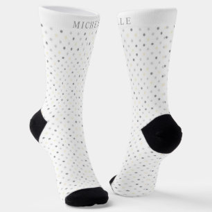 Chaussette Nom personnalisé Blanc clair gris foncé Pointe Pol