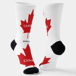Chaussette Nom personnalisé Canada Maple Leaf