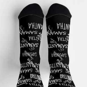 Chaussette Nom personnalisé Écriture manuscrite de Motif répé