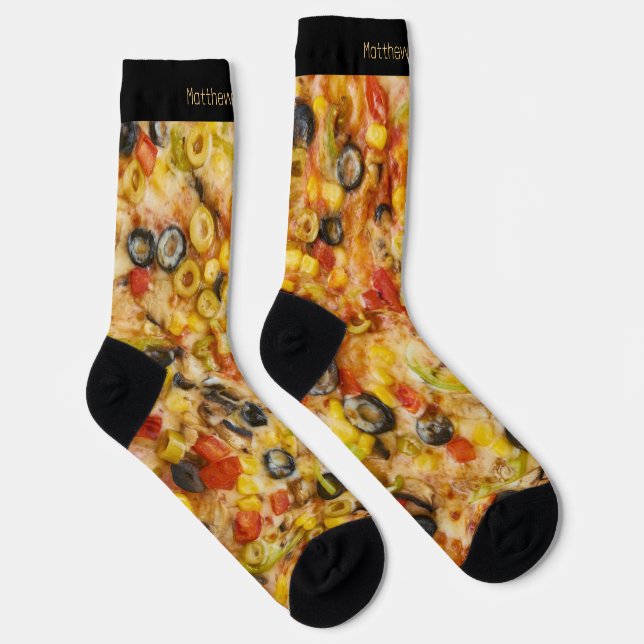 Chaussette Nom personnalisé Équipe masculine de Pizza Lover (Droite)