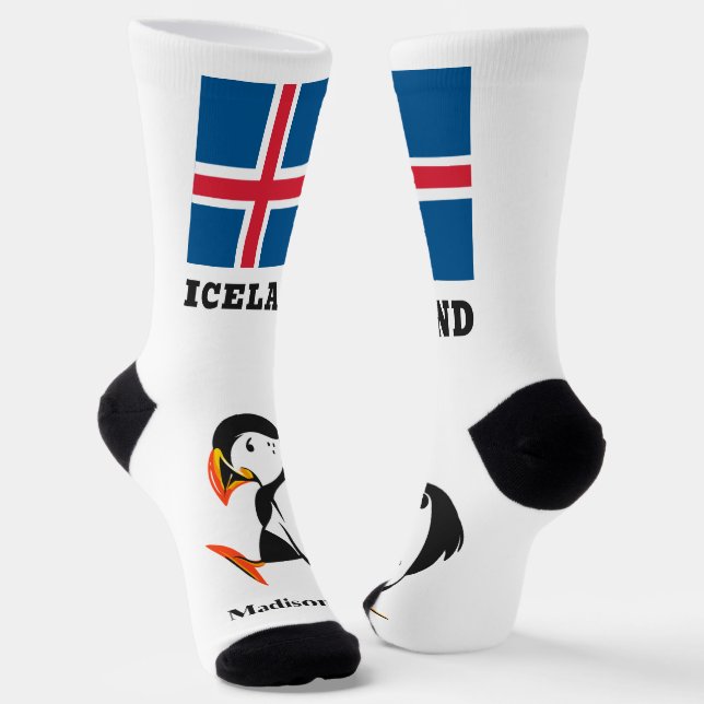 Chaussette Nom personnalisé Islande (Angulaire)