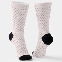 Nom personnalisé Light Pastel Rose Grey Polka Poin